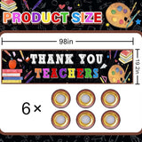 XIFAN Thank You Teachers Banner 98x19.2 Inches, Large Teachers Appreciation Week Hanging Decoration, Teacher's Appreciation Day Classroom Yard Sign Durable Backdrop Poster for Indoor Outdoor Fence Wall Decor