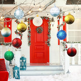 Sumind 10 Pieces Christmas Decorations Outdoor Christmas Hanging Ornaments Large Yard Lawn Signs Round Double Sided Porch Ornaments for Xmas Party Decor(Flash Style)