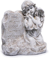 basen Memorial Angel Statue for Grave, Praying Child Angel Figurine with Engraved Message, Resin Cemetery Decoration for Outdoor Lawn Yard, Sympathy Gift, Remembrance Garden Decor