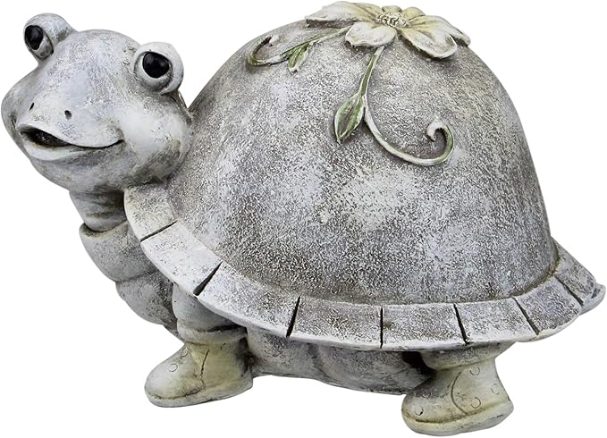 Roman 5.5" Gray and White Outdoor Turtle in Rain Boots Garden Statue