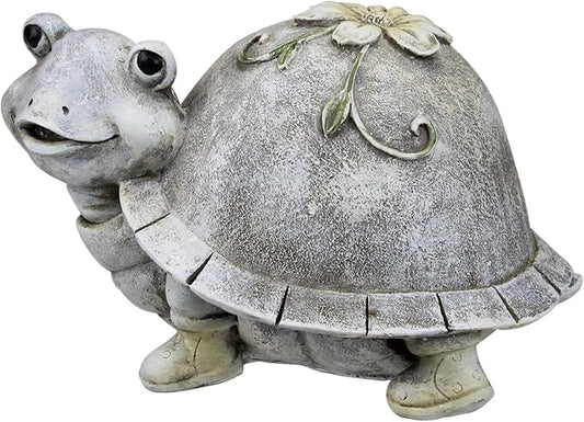 Roman 5.5" Gray and White Outdoor Turtle in Rain Boots Garden Statue