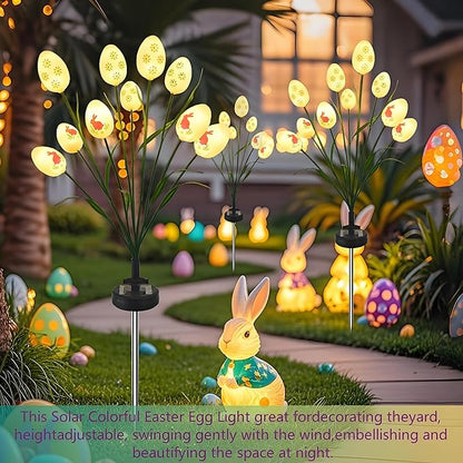 Solar Easter Egg Stake Lights 2 Pack,20 LED Waterproof Swaying Firefly Solar Lights for Outdoor Easter Decor - Garden Pathway, Lawn, Patio, Yard Landscape Decoration