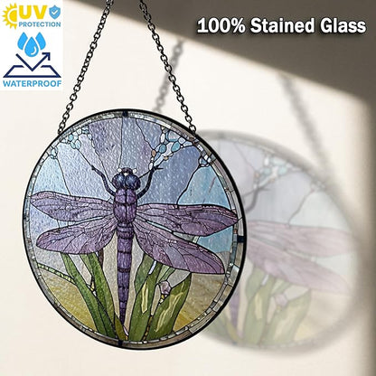 6" Dragonfly Stained Glass Suncatcher – Window Hanging Colorful Glass Panel for Home Decor, Gifts, Kitchen, Living Room – Handmade Sun Catcher Decoration for Nature & Garden Lovers BUG-07C-SG6