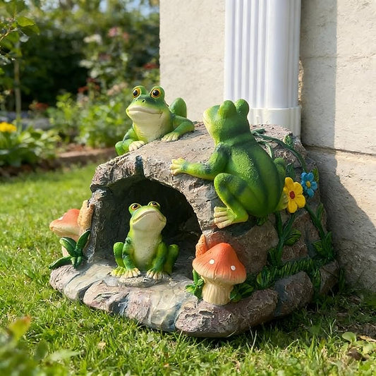 Gutter Downspout Extension Outdoor Statue Decor, Decorative Downspout Splash Block for Gutter Downspouts Extender, Frog Statue Rain Gutter Guardian for Patio, Lawn, 3”×4” Christmas Extender Covers.