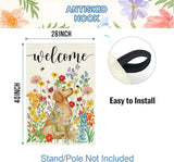Baccessor Spring Summer Dog House Flag 28x40 Inch Double Sided Burlap, Floral Flowers Large Garden Flag Holiday Yard Porch Patio Farmhouse Outdoor Outside Decoration