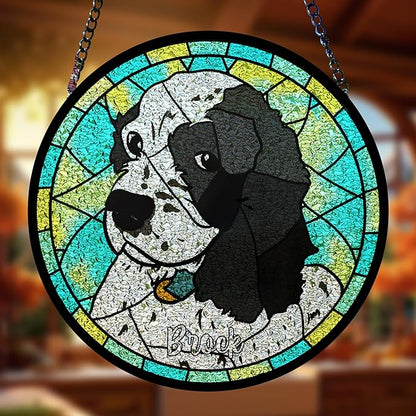 Custom Pet Stained Glass Suncatcher Dogs Ornament Remembrance Gifts for Pets Lovers, Personalized Pets Memorial Gifts for Dogs Window Hanging, Pet Memorial Gift, Custom Photo Gift for Loss of Dog