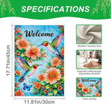 IVN Hummingbird Garden Flag 12x18 Inch – Welcome Floral Outdoor Flag, Double Sided Burlap Spring Summer Yard Flag for Porch Lawn Patio Decor