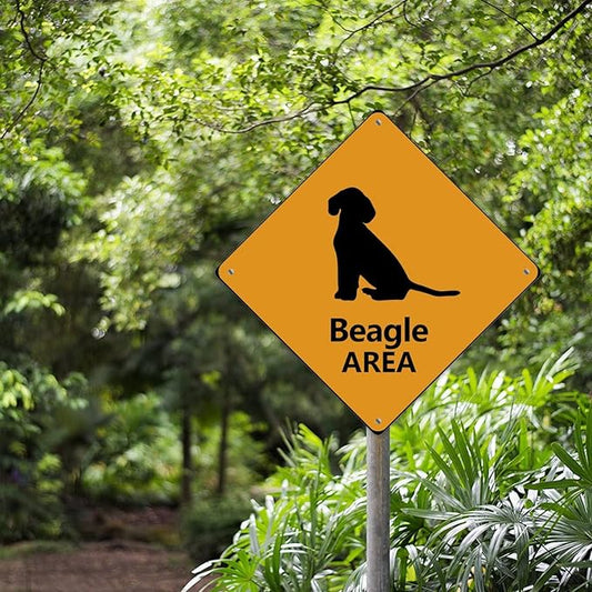 Beagle Crossing Sign Caution BeagleDog Xing Sign Street Sign Wildlife Novelty Road Fence Wall Decor Warning Metal Tin Sign For Indoor Outdoor 12x12in
