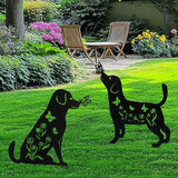 Flohuaer 2PCS Dog Metal Garden Stakes Decorative Labrador Gifts for Women/Men/Dog Lovers Black Animal Silhouette Statues for Outside Yard Art Outdoor Patio Lawn Ornaments Garden Decorations