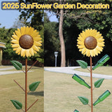 Metal Sunflower Glass Bottle Tree Stake for OutdoorColorful Garden Decorative Bottle Holder & Outdoor