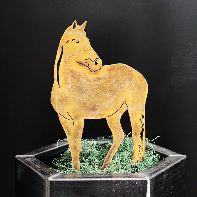Corten Steel Horse Silhouette Rusting Yard Stake