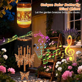 2 Pack Butterfly Solar Wind Chimes for Outside, Gifts for Mothers Day Mom Women Grandma Birthday Memorial Teacher, 32" Windchimes Outdoor Decor Hanging Solar Lantern for Garden Porch Patio Backyard