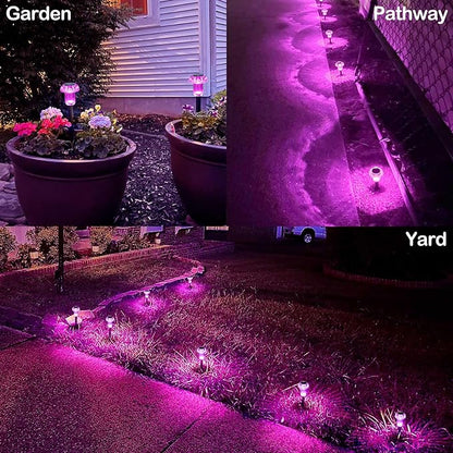 Solar Lights Outdoor 8 Pack Mother's Day Solar Pathway Lights Outdoor Pink Purple Mushroom LED Waterproof Lighting Stake for Women Outside Yard Path Garden Lawn Landscape