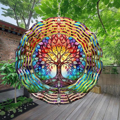 Wind Spinner, 3D Hanging Wind Spinner Ornament, Gifts for Women Mom Grandma, 12inch Metal Wind Kinetic Sculpture for Outdoor&Indoor Decor, Yard Art, Garden Decoration (New-Tree of Life)