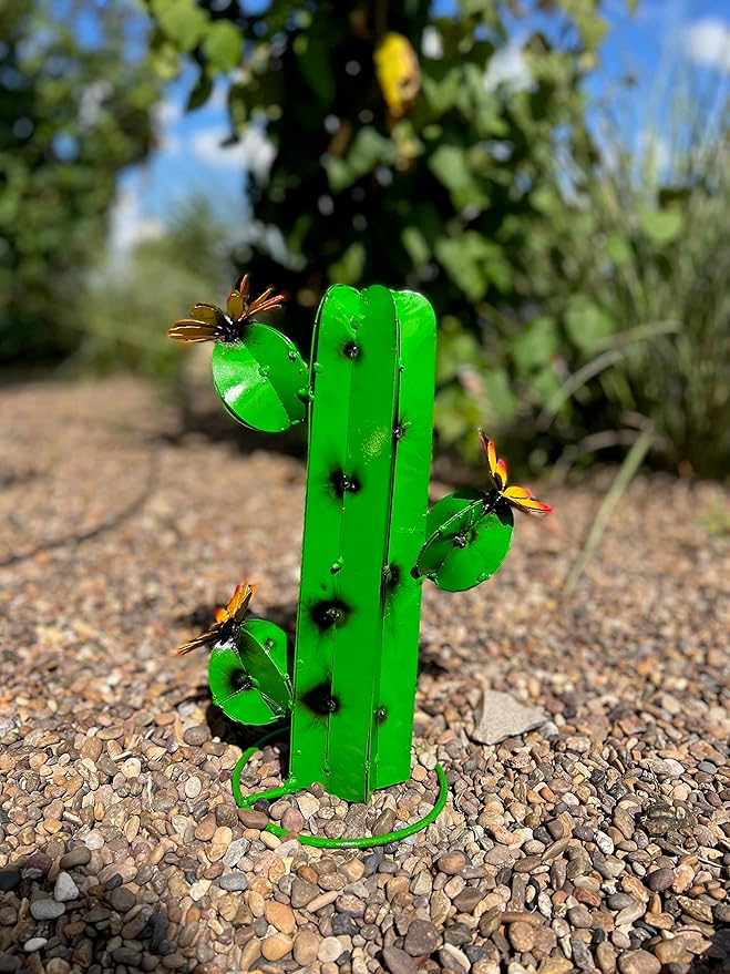 Mini Metal Saguaro - Garden Art (Green)