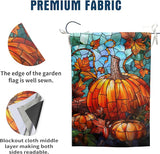 Pumpkin Fall Garden Flag Autumn flags 28x40 Double Sided Large Stained Glass Thanksgiving House Flag Harvest Yard Flag for Outside Porch Lawn Decor