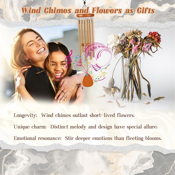 Thank You Gifts, Appreciation Wind Chime with Thank You Message, Gratitude Gifts for Mother, Gratitude Gift for Women, Friends, Family, Teachers, Coworkers, Employee Appreciation Gift (Black)