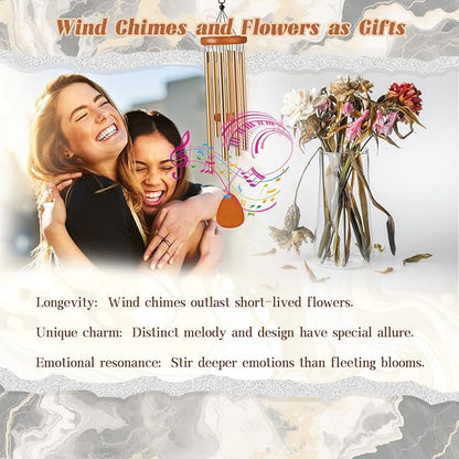 Thank You Gifts, Appreciation Wind Chime with Thank You Message, Gratitude Gifts for Mother, Gratitude Gift for Women, Friends, Family, Teachers, Coworkers, Employee Appreciation Gift (Black)