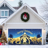 HOMETITUTE Christmas Garage Door Banner 13x6ft Holy Nativity Manger Scene Theme Backdrop Holiday Seasonal Decor Winter Door Cover Banners for Outside Garage Wall Covering for Party