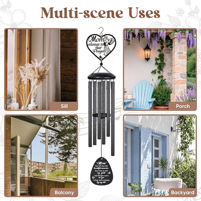 Memorial Gifts for Loss of Mom,30 Inch Memorial Windchimes Outdoors,Sympathy Gifts for Loss of Mother, Condolence Bereavement Gift, Angel Ornaments Wind Chimes Home Decor with Soothing Melodic Tones