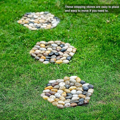 Qualdout River Rocks Stepping Stones Pavers Outdoor for Garden Walkway, Decorative Pebbles Polished Gravel for Backyard Lawn Patio Pathway Landscaping, Set of 6 (Hexagon)