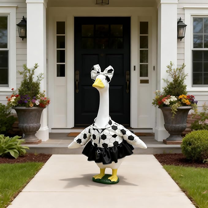 Soccer Porch Goose Outfits with Headband and Whistle, Soccer Porch Goose Costume for 23'' Plastic/Cement Porch Goose Statue Outdoor Garden Yard Patio Lawn Decor