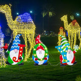 WONDER GARDEN Christmas Yard Stakes, 3 PCS Metal Yard Signs, Xmas Gnomes with Joy and Led Light Christmas Yard Decorations for Lawn Party Decorations
