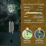 Glitzhome 26" H Garden Wind Chimes Outdoor, Solar LED Outdoor Garden Lighting with Unique Memorial Sympathy, Solar Hanging Glass Ball Wind Chimes for Patio, Garden, Outdoor Home Decor