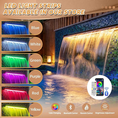 Pool Fountain, Transparent Acrylic Pool Waterfall Spillway with Pipe Connector Kits for Outdoor Decorative, 35.4 Inches Pool Water Feature for Garden Patio, Backyard Koi Pond Decor