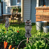 Hausse 2 Pack Fake Owl Decoy Bird Scarecrow Sculpture, 11.2 inch Wagging Head Plastic Owl Scare Birds Away, Owls Statue Nature Enemy Horned Pest Repellent for Outdoor Garden Yard