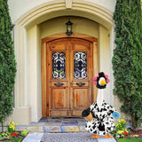 Shyyween Lady Porch Goose Outfit for 23'' Cement Plastic Lawn Goose Statue Clothes Cow Pattern Bathrobe Coffee Cup Curlers for Outdoor Garden Yard Patio Decoration