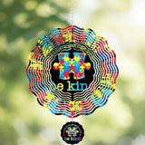 Hanging Wind Spinners Outdoor - Autism Metal 3D Wind Spinner 12 Inch Kinetic Spinning Decor for Patio Lawn Garden Indoor Balcony Stainless Steel Ornaments Art Gifts for Women Men Friends