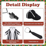 Watayo 4 Pcs/Set Referee Porch Goose Outfits, Lawn Goose Statue Referees Costume, Garden Goose Clothes Referee Shirt Hat Tie and Whistle for 23" Statue Halloween Sports Season Outdoor Patio Yard Decor