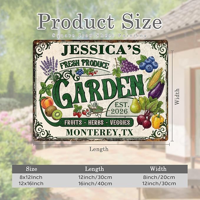 Personalized Garden Signs for Outside Custom Metal Tin Sign for Women, Retro Funny Welcome Metal Sign for Patio, Yard Rustic Home Decor Gift for Mothers Day, Grandmas, and Gardening Lovers