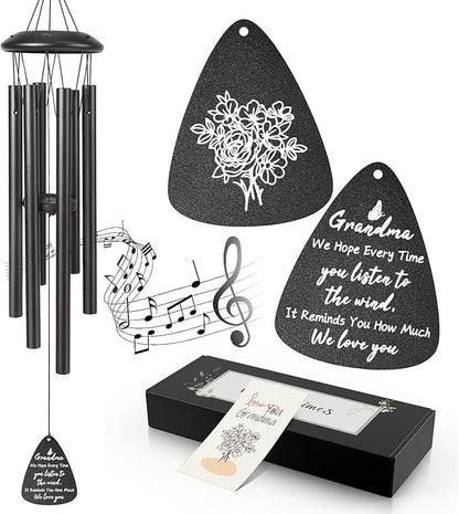 Gifts for Grandma, 25''Wind Chimes Black, Best Grandmother Birthday Gifts from Grandkids, Thanksgiving, Ideas for Grandma