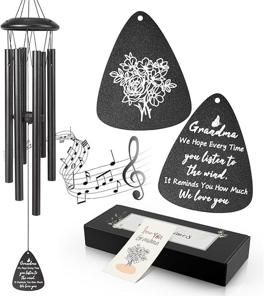 Gifts for Grandma, 25''Wind Chimes Black, Best Grandmother Birthday Gifts from Grandkids, Thanksgiving, Ideas for Grandma
