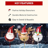 Christmas Metal Garden Stakes 3-Piece Set – Vintage Style Snowman, Reindeer & Santa Outdoor Yard Decorations, Hand-Painted Rustic Winter Lawn Porch Patio Decor for Home & Garden Lovers