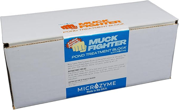 Muck Fighter Pond Treatment Block | Lasts 30 days | Natural Pond Bacteria & Sludge Decomposing Enzymes | Water Clearing Odor Eliminating Microbes | Safe for Fish, Pets, & Recreation (2-pack)