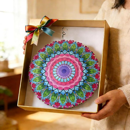 Mandala Metal Wind Spinner Outdoors - Large 12 Inch 3D & Indoor Hanging Decor, Garden & Yard Ornament | Unique Kinetic Sculpture Gift for Women, Boho Porch & Lawn Decor - Christmas Thanksgiving Gift
