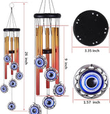Blue Evil Eyes Amulet Wind Chimes Outdoor Hanging Decor, Evil Eye Wind Bells, Mobile Evil Eye Blessing Windcatcher, Blue Evil Eye Wind Chimes for Home, Gift for Mom, Balcony, Patio, Garden Decoration