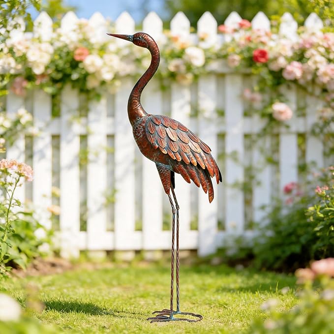 chisheen Outdoor Garden Crane Statues and Sculptures Metal Yard Art Statue for Garden Decoration Large Size