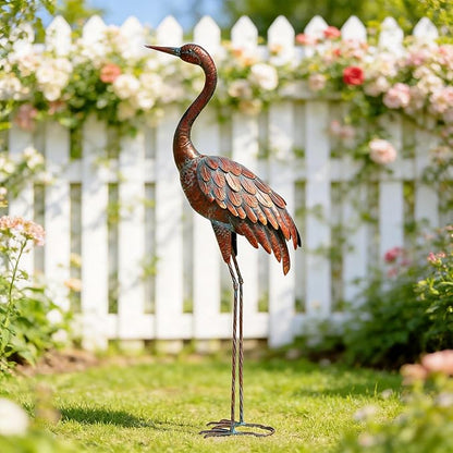 chisheen Outdoor Garden Crane Statues and Sculptures Metal Yard Art Statue for Garden Decoration Large Size