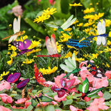 48 Pcs 3D Dragonfly Butterfly Garden Decor Dragon Fly Butterfly Garden Stakes with Sticks Colorful Butterflies Dragonflies Yard Art Ornaments for Indoor Outdoor Planter Pot Pathway Patio Decoration