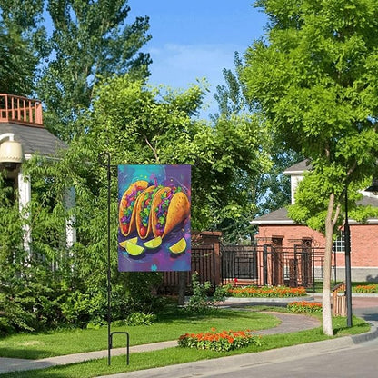 Colorful Tacos With Limes Garden Flag Double Sided Flags For Room Outside Yard Flag Outdoor Banner Wall Art Hanging 12.5"X18"