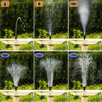 2.5W Upgraded Solar Bird Bath Fountain Pump, 7" Solar Powered Water Fountain with 6 Nozzles, for Bird Bath, Garden, Pond, Pool, Outdoor - Solar Water Pump for Birds & Decor