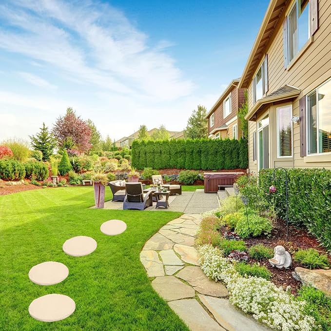 Gardens Stone,4Pieces Outdoor Decorative Easy Ground Installation for Garden Pathway Design