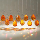 H&D HYALINE & DORA 10pcs Bauhinia Crystal Suncatcher Prisms Chandelier Beads Replacement 38mm Hanging Crystals Ornament Pendant for Window Wedding Party Decor,Amber