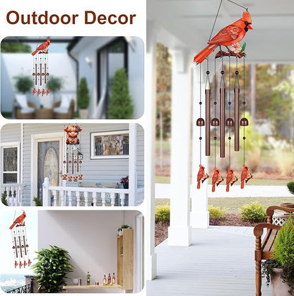 Gifts for Mom, Wind Chimes for Outside Perfect for Outdoor Gardens Patios Home Decor, Features Melodious Tones Create a Zen Atmosphere, Retirement Gifts for Women Men(Colorful Cardinal)