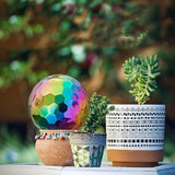 304 Stainless Steel Gazing Ball Sculptures Diamond Ball Decoration Mirror Hollow Decor Ball Reflective Garden Sphere Hollow Metal Ball Ornament Statues Gazing Globe for Home Garden (Rainbow 5Pack)