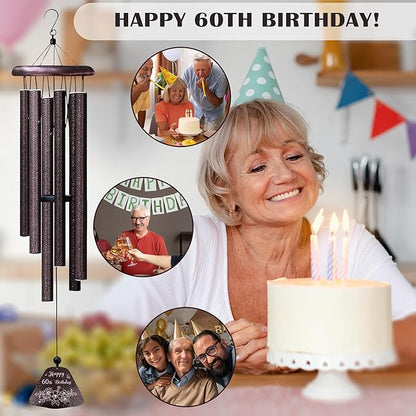 60th Birthday Gifts for Women Men, 60th Birthday Decorations 32” Wind Chimes Outside, 1966/60 Year Old Bday Gift for Women Men